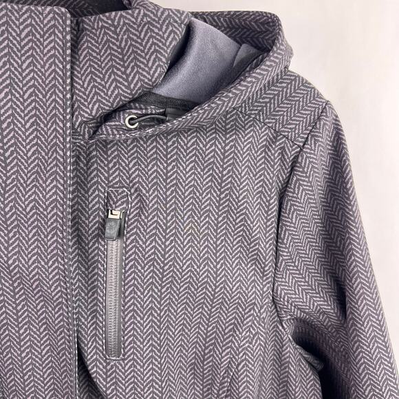 Athleta Shelter Cove Jacket, Gray Herringbone, Softshell, Hooded Rain Coat - Picture 5 of 15